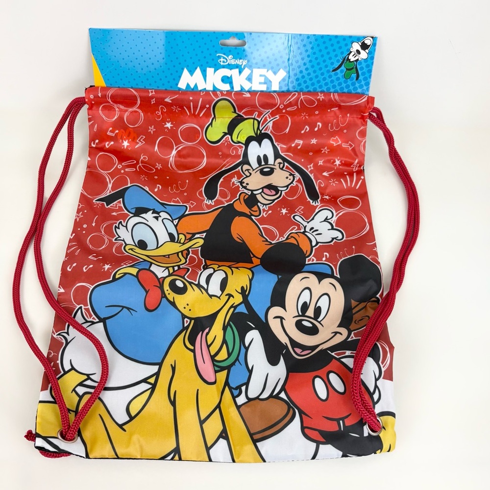 Disney Mickey & Friends String Backpack Clinch Sack Drawstring Bag New With Tags